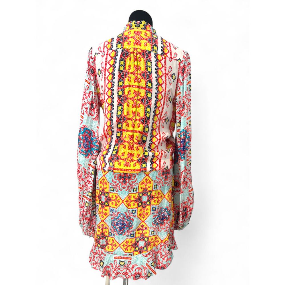 Rococo Sand Vibrant Yellow Multi-Color Printed Wrap Dress - Picture 2 of 6